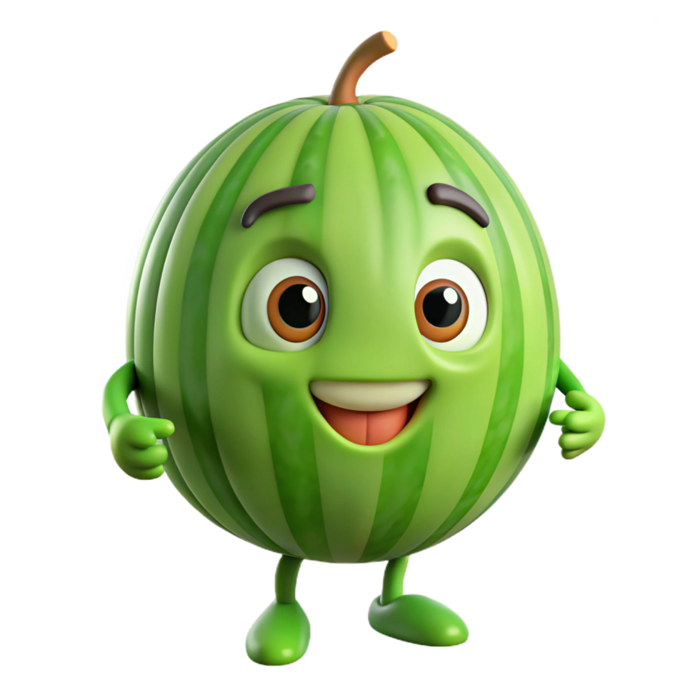 Cheerful watermelon character standing still with a big smile png