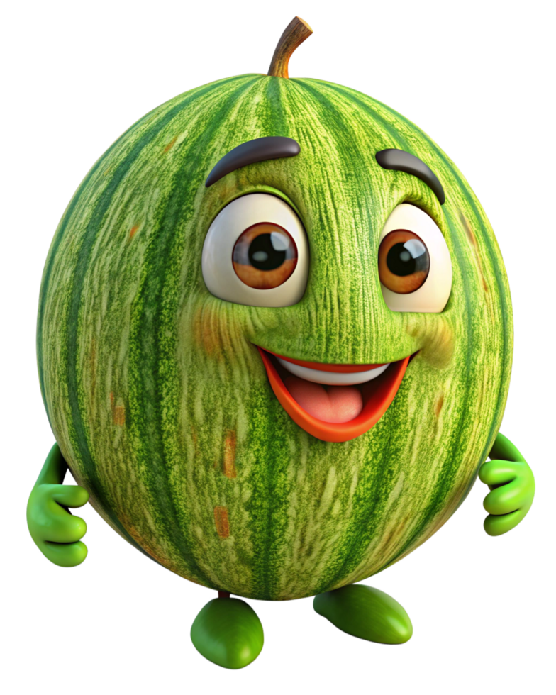 Happy watermelon cartoon with a classic and cute cartoon look png