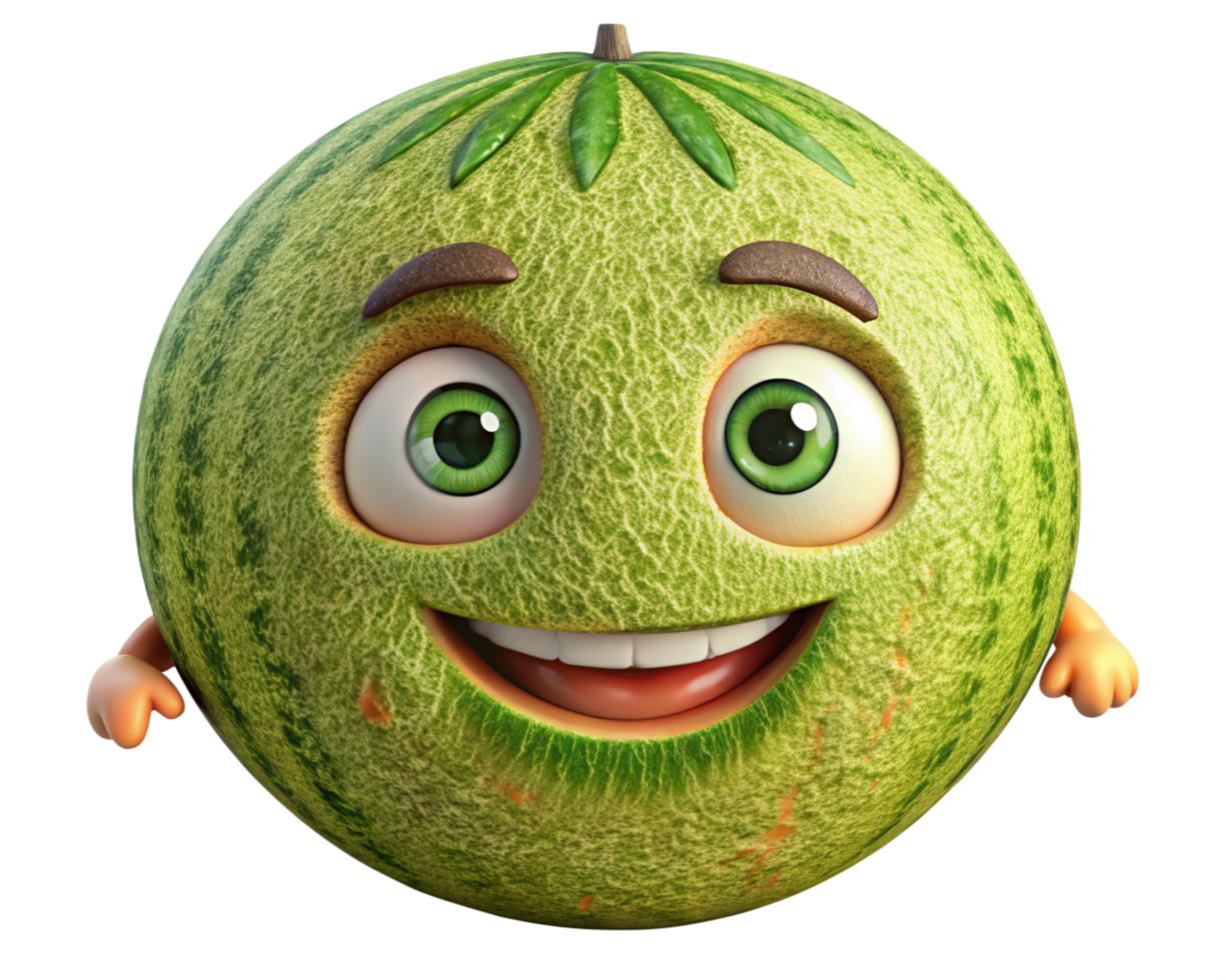 Bright and friendly watermelon cartoon with a big smile png