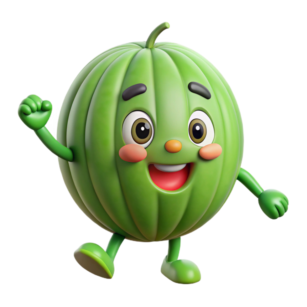 Watermelon cartoon character with a fresh and positive vibe png