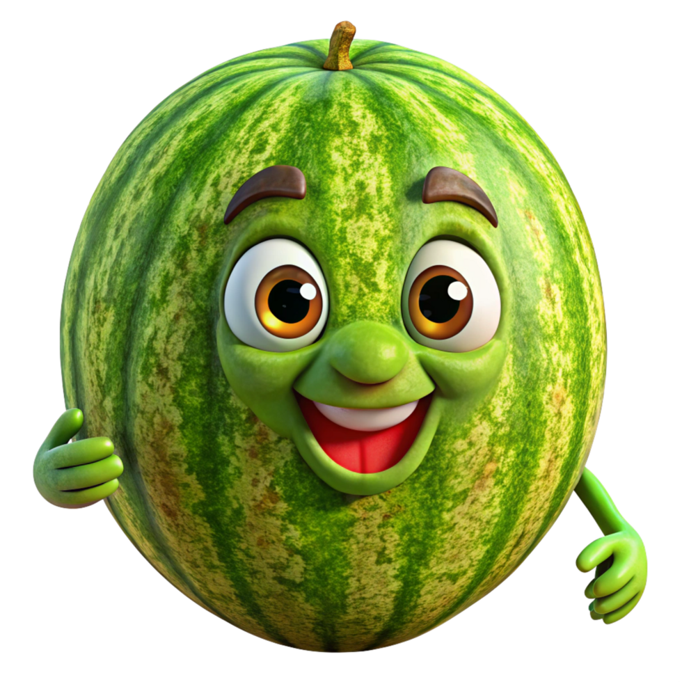 Joyful watermelon mascot with a classic and cheerful face png