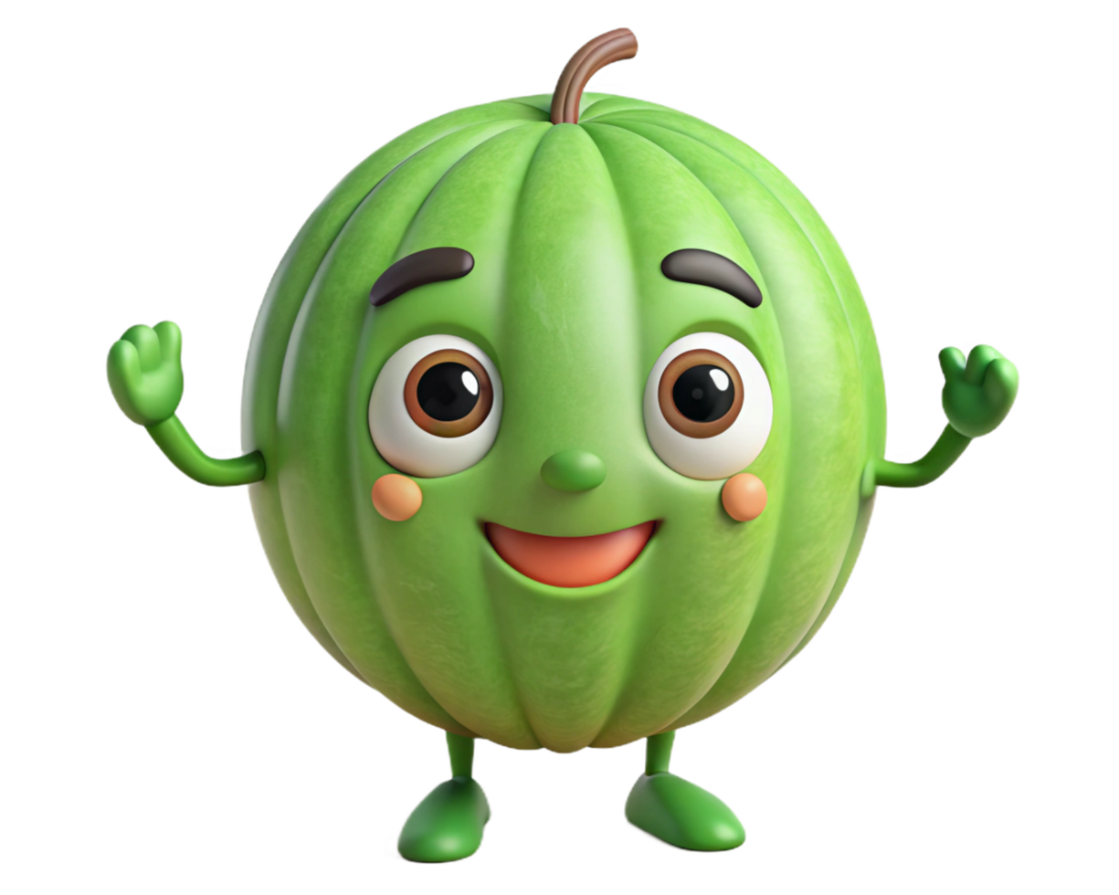 Cute watermelon character looking fresh and happy png