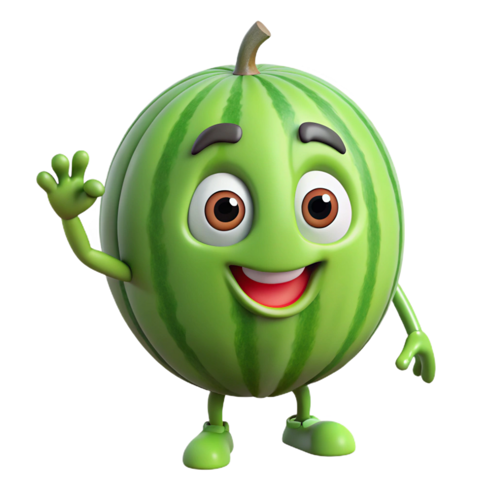 Happy watermelon mascot standing with a warm expression png