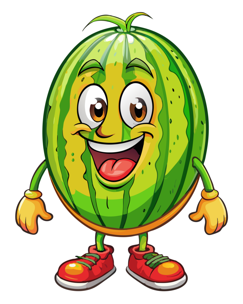 Cute watermelon mascot with a joyful and relaxed pose png