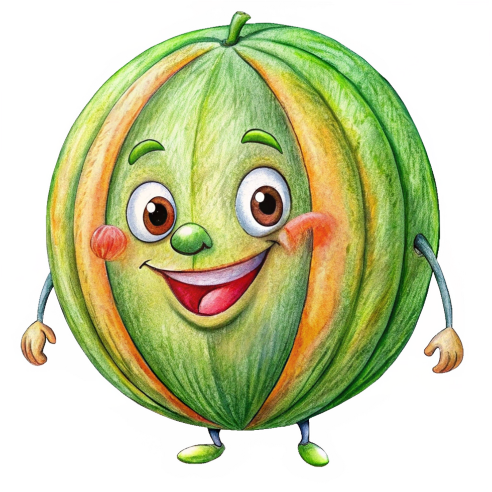 Bright and cheerful watermelon cartoon with a simple standing pose png