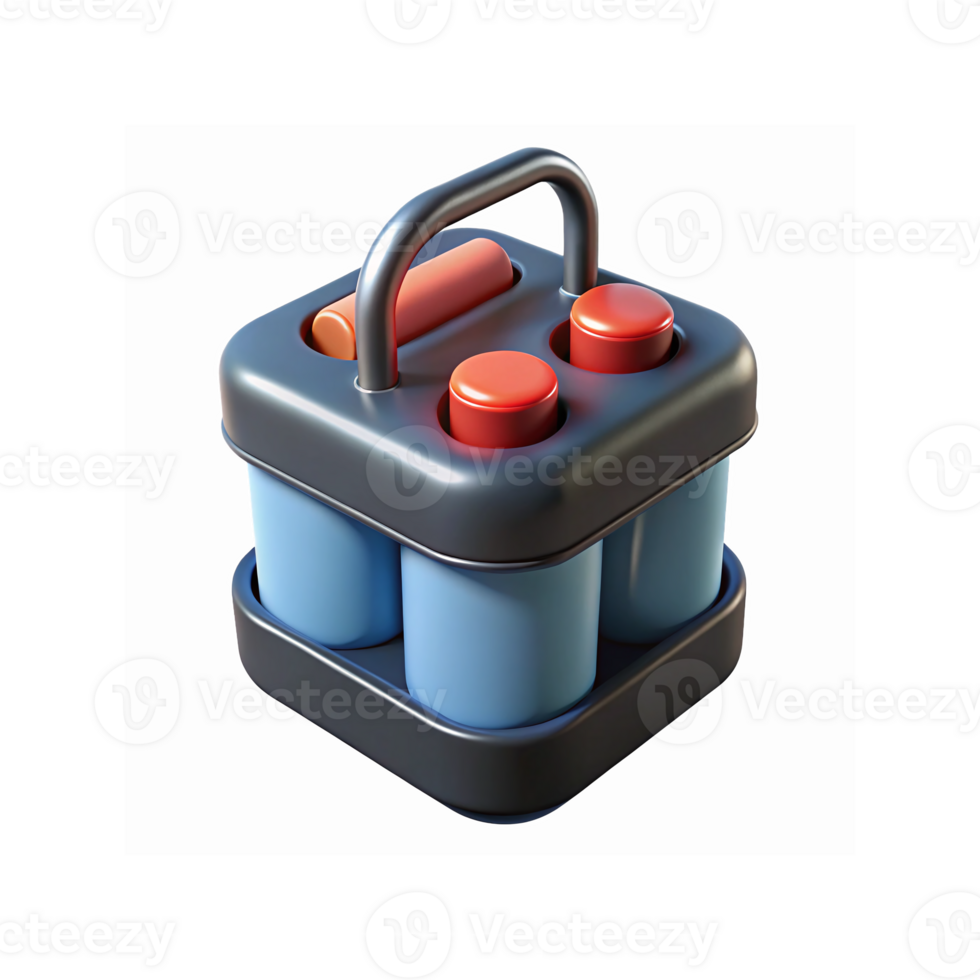 Blue and Orange Modern Battery Pack with Metal Handle for Technology and Energy Power Solutions png