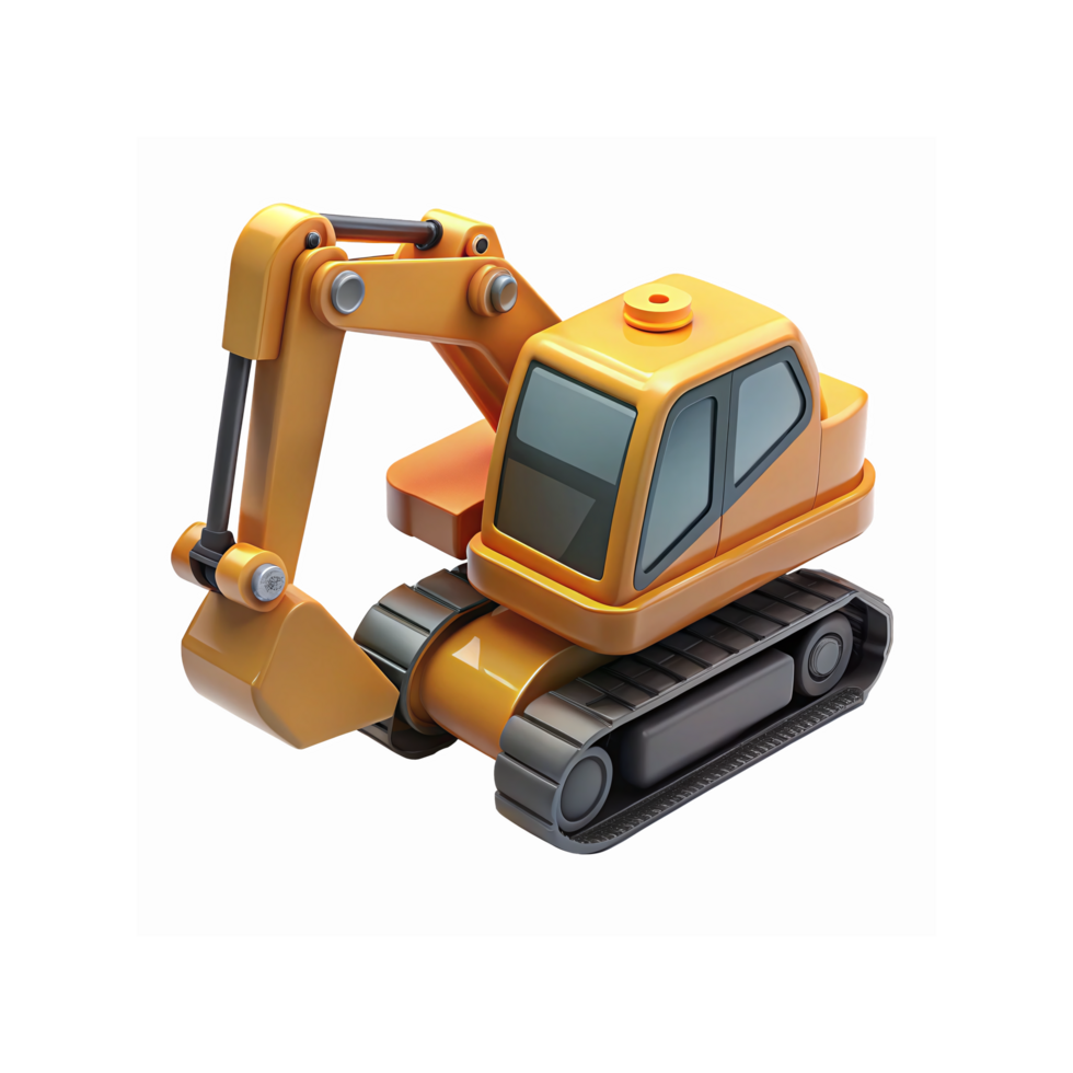 Yellow Mini Excavator Construction Equipment Isolated on Transparent Background for Industrial Use png