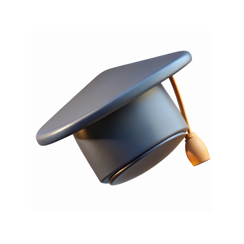 Blue Graduation Cap with Gold Tassel Academic Success Symbol on Transparent Background png