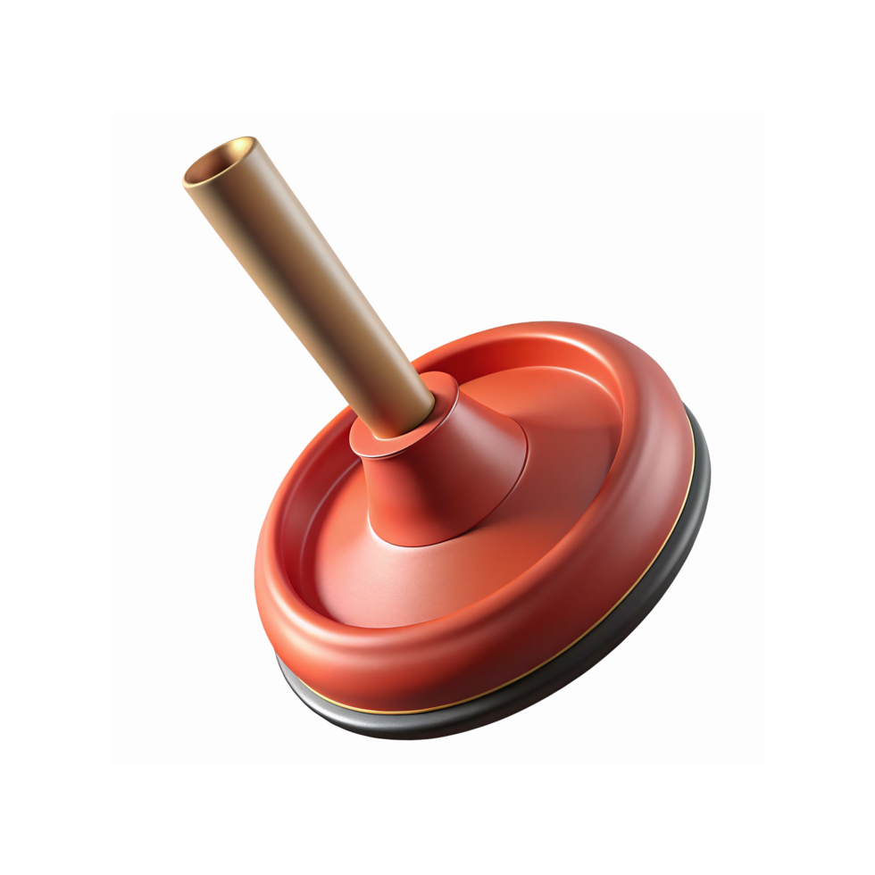 Red Rubber Toilet Plunger with Wooden Handle on Transparent Background for Plumbing and Cleaning Solutions png