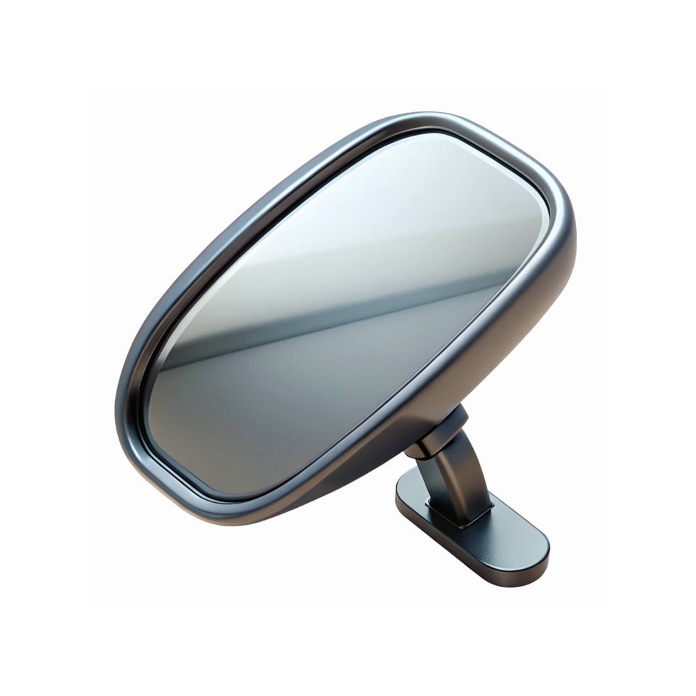 Modern Black Rectangular Car Side Mirror with Adjustable Mount and Reflective Glass Surface png