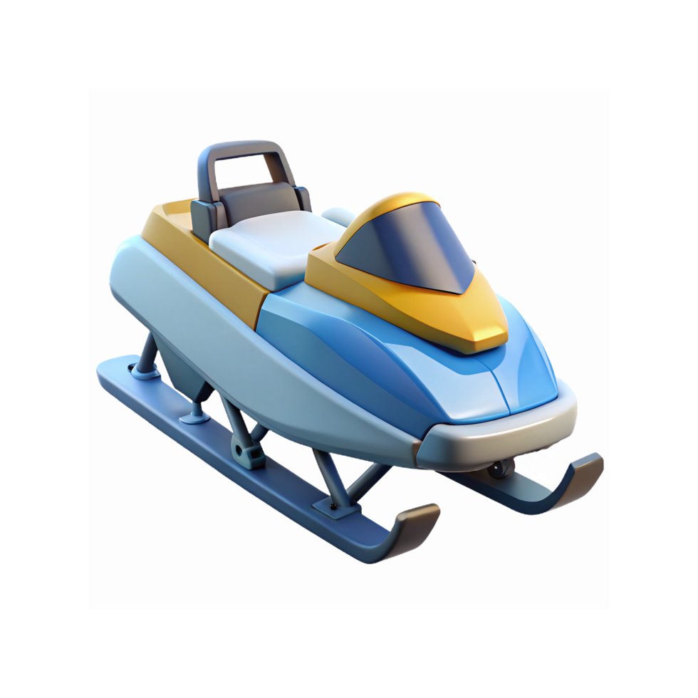 Modern Blue and Yellow Snowmobile with Sleek Design for Winter Sports and Adventure png