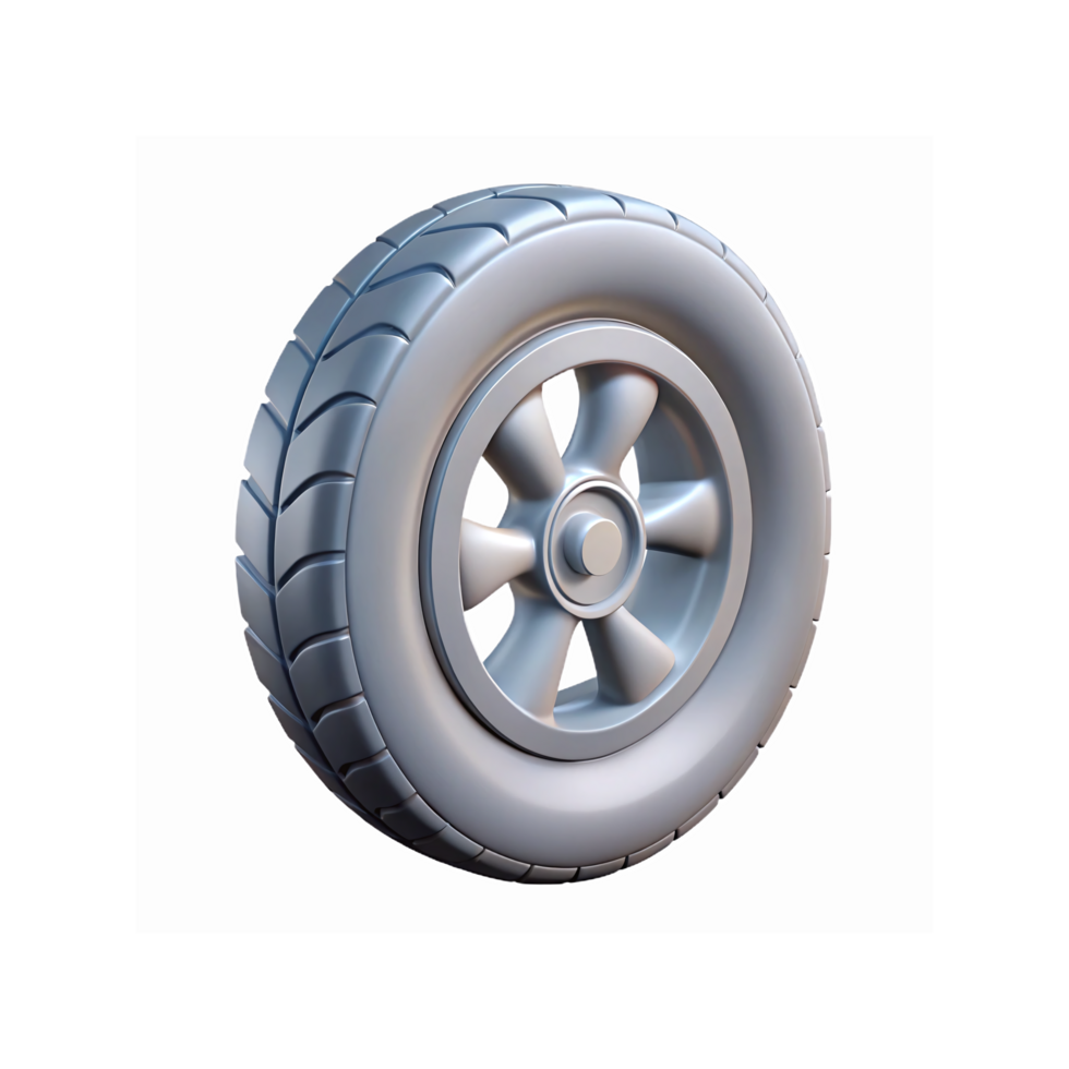 Realistic Metallic Car Tire with Alloy Wheel and Tread Design Isolated on Transparent Background png
