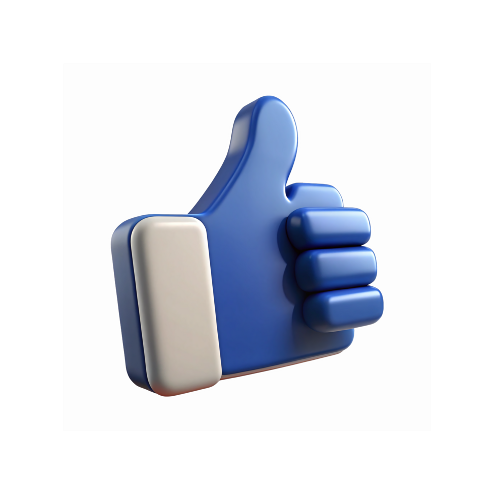 Blue 3D Thumbs Up Hand Symbol for Social Media Approval and Positive Feedback Representation png