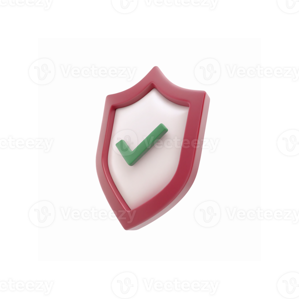 Red Shield With Green Checkmark Icon Representing Security Approval and Protection on Transparent Background png