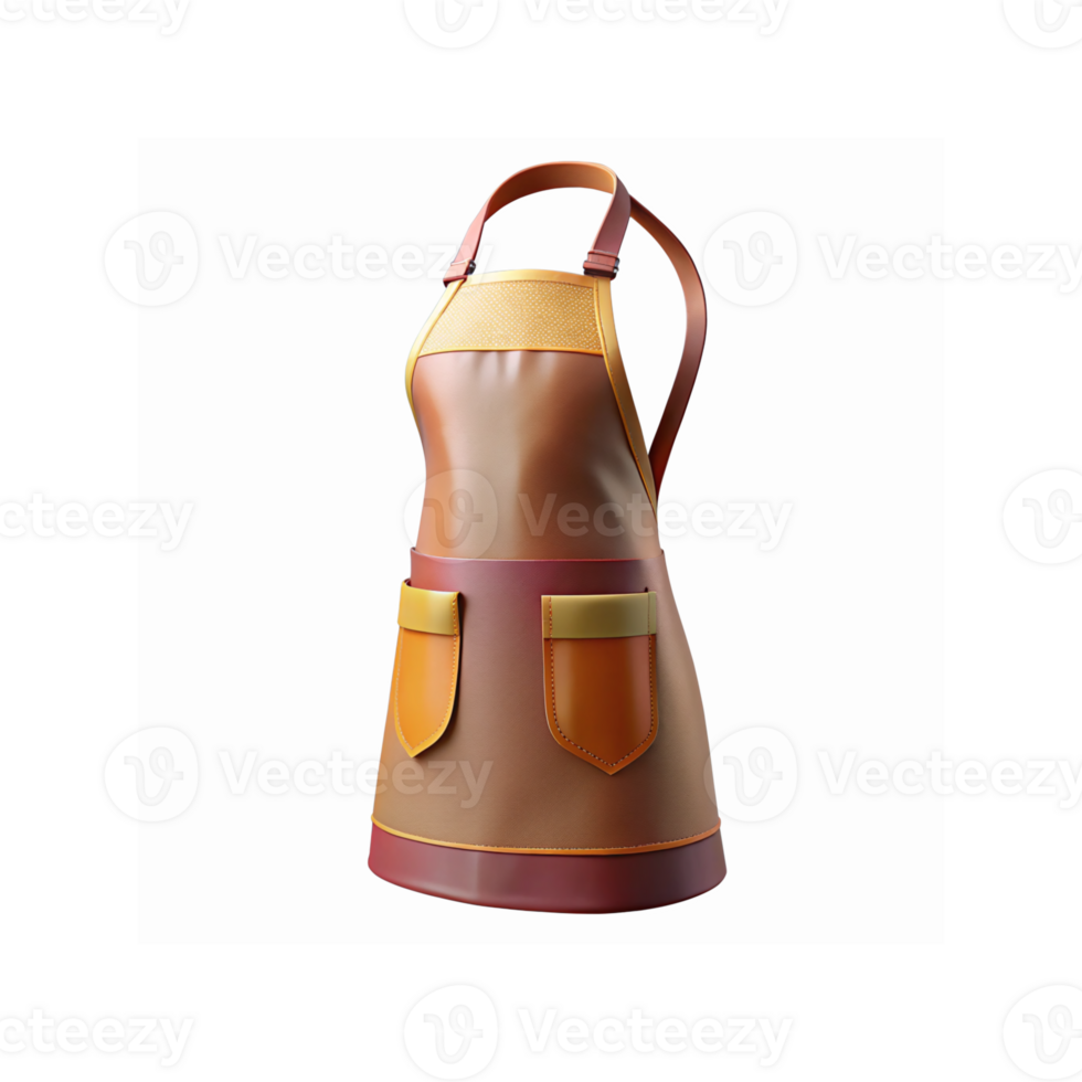 Rustic Brown and Orange Leather Apron With Pockets for Cooking Crafting Home Kitchen Use png