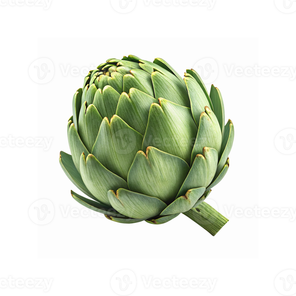 Fresh Green Artichoke Closeup Isolated on Transparent Background for Culinary and Healthy Eating Themes png