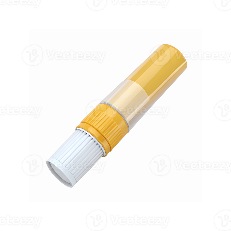 Yellow And White Lip Balm Tube With Transparent Cap On Plain Background For Skincare And Beauty png