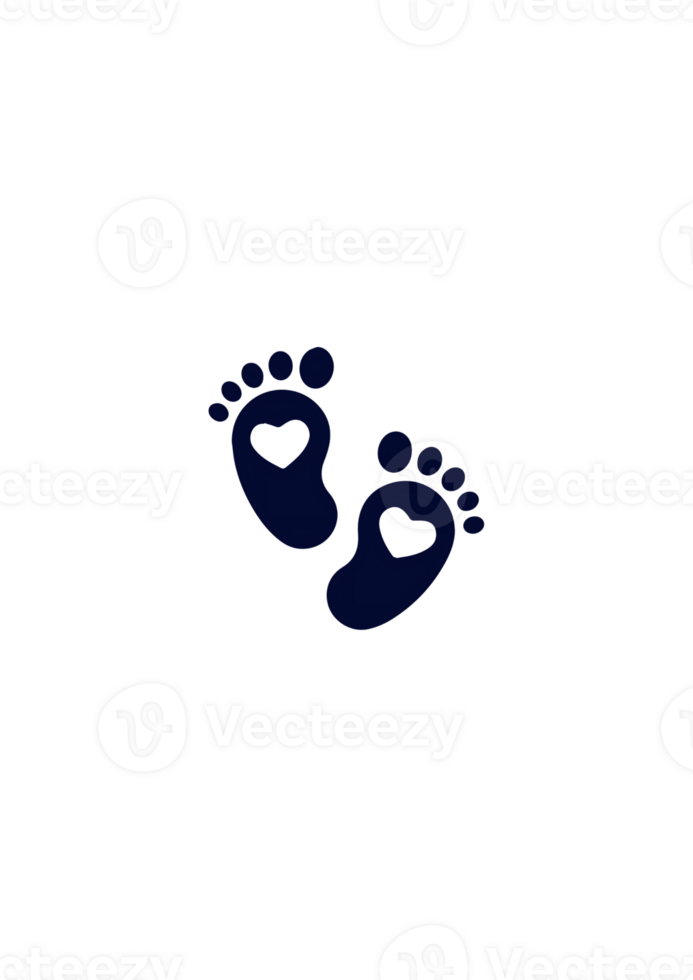 Cute Baby Footprints with Hearts Illustration png