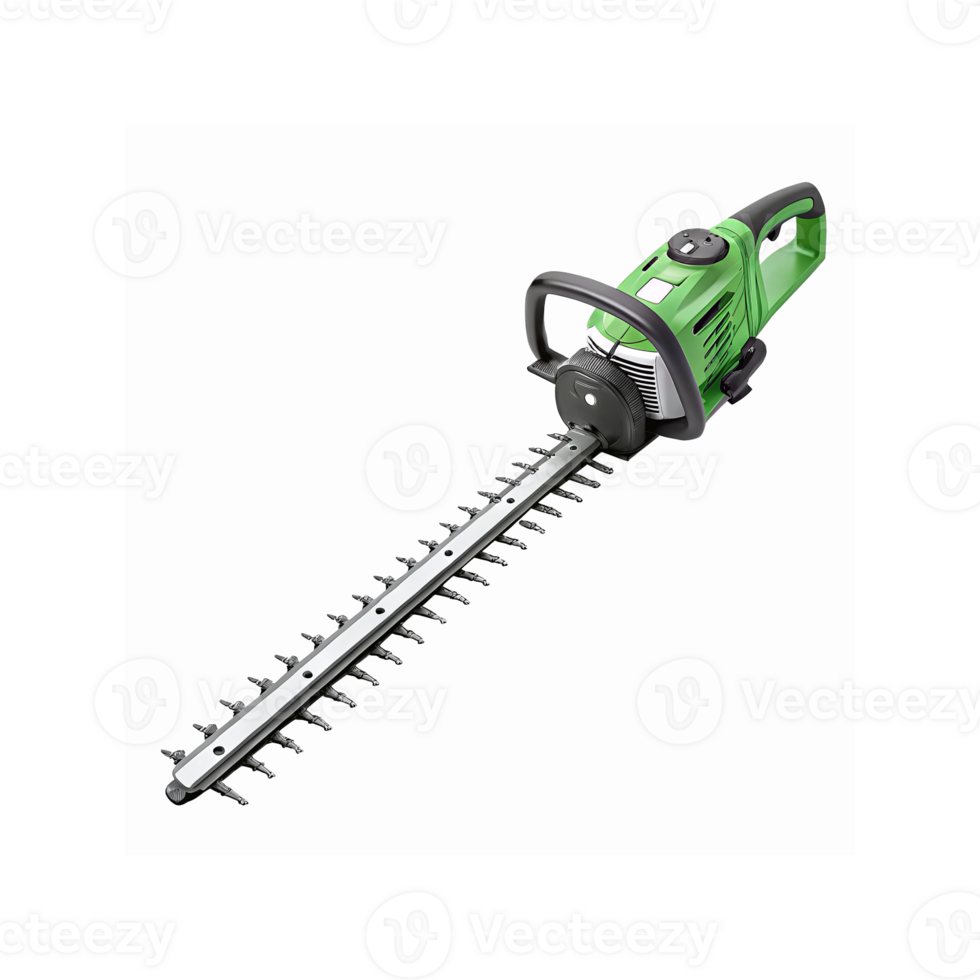 Electric Green Hedge Trimmer With Metal Blade For Gardening And Shrub Maintenance On Transparent Background png