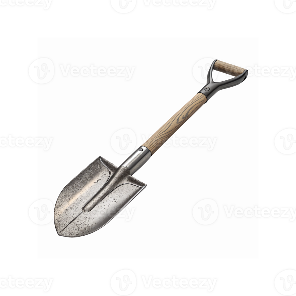 Metal Gardening Shovel with Wooden Handle for Digging and Outdoor Landscaping on Transparent Background png