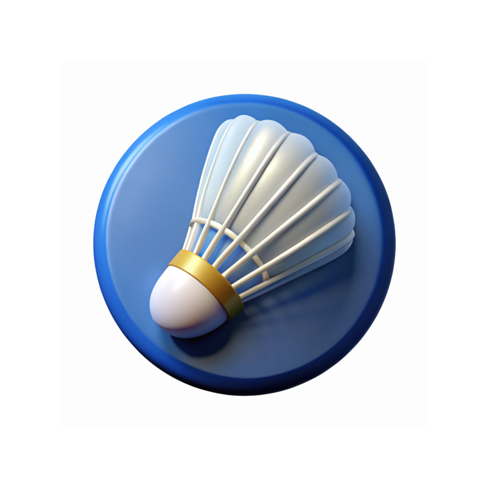 Badminton Shuttlecock Icon on Blue Circular Background for Sports and Recreation Design Projects png