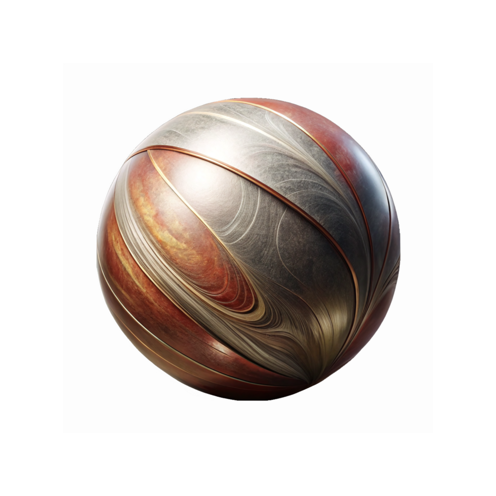 Abstract Metallic Sphere with Red and Gold Swirls for Modern 3D Design and Creative Art Projects png