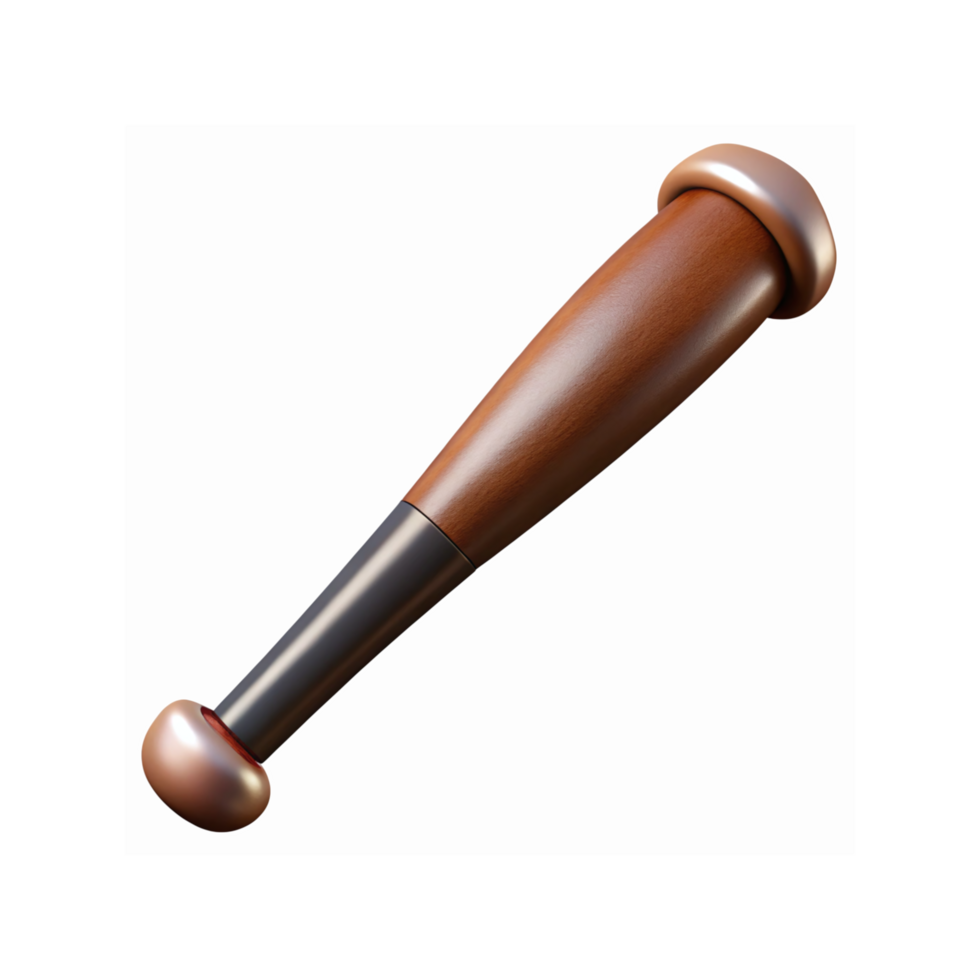 Realistic Wooden Baseball Bat with Metal Handle Isolated on Transparent Background for Sports Design png