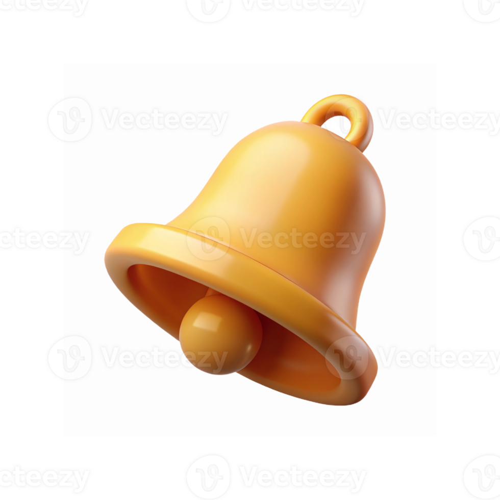 Golden Yellow Bell Icon with Smooth Rounded Design on Transparent Background for Notifications and Alerts png