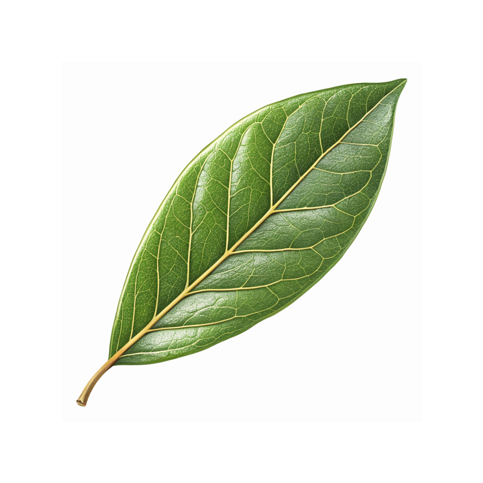 Detailed Green Leaf with Visible Veins Closeup Transparent Background for Nature and Design Projects png