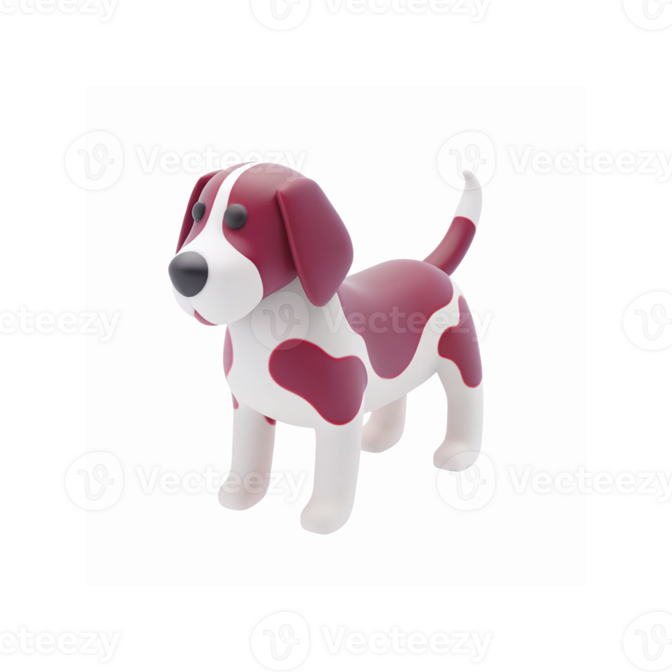 3D Render of Brown and White Dog with Playful Expression for Kids Toys and Pet Concepts png