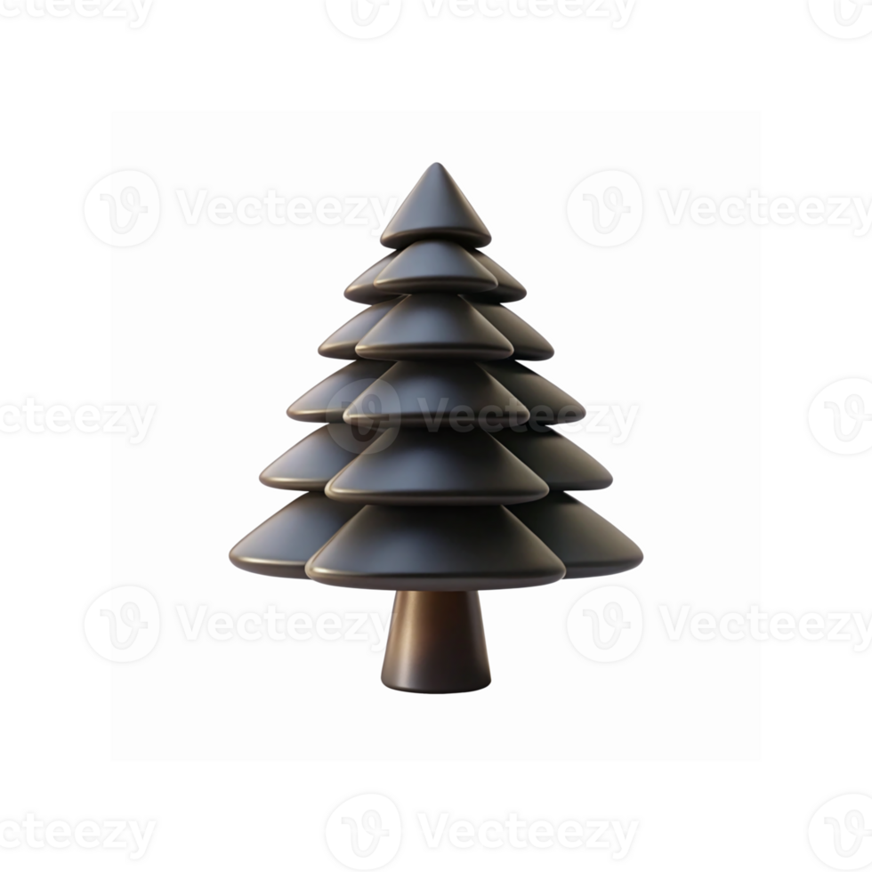 Modern Minimalistic Black Christmas Tree Figurine with Geometric Design and Smooth Finish png