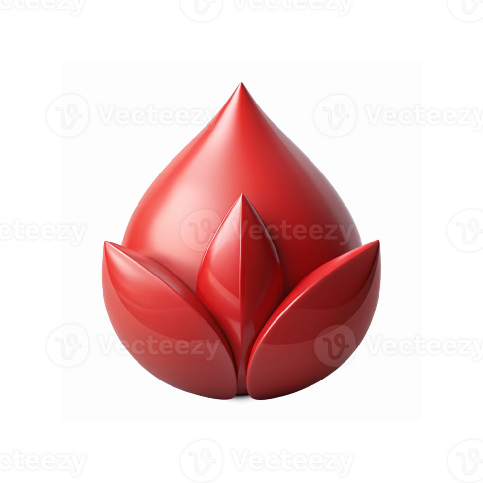 Glossy Red Teardrop with Abstract Floral Petal Design for Branding and Logo Inspiration png
