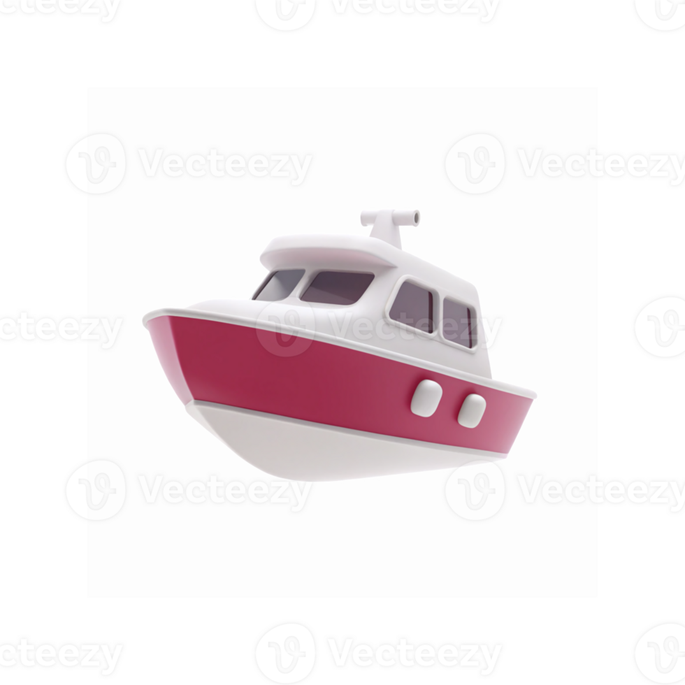 Red And White Toy Boat 3D Illustration For Nautical Themes And Marine Design Projects png