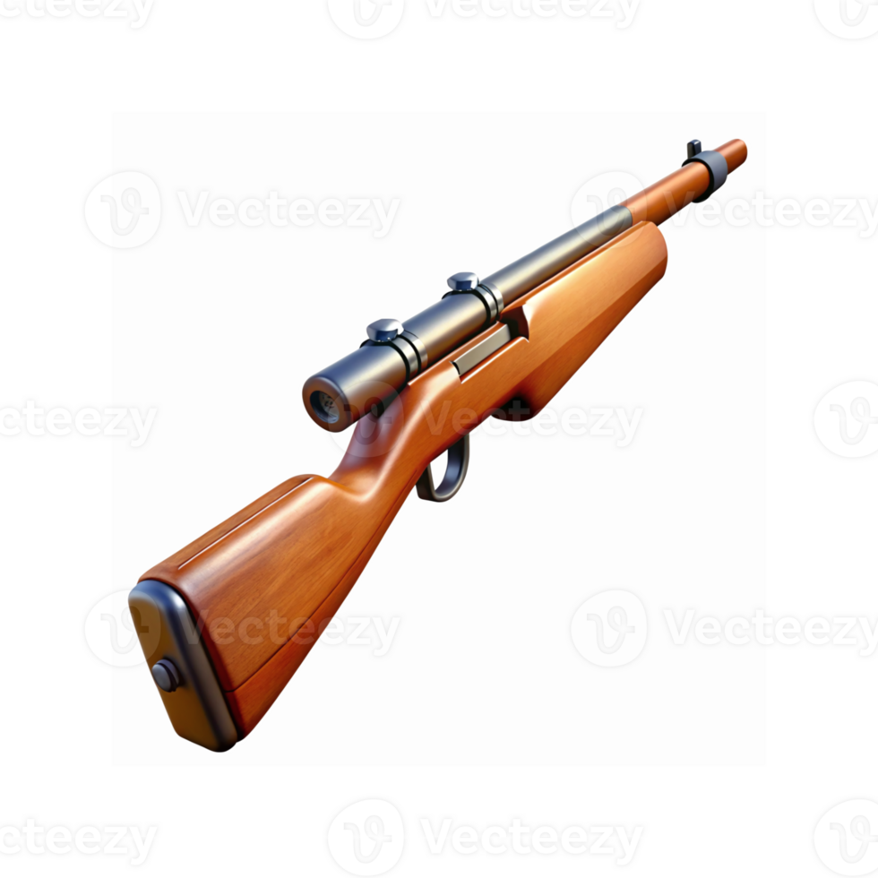 Wooden Hunting Rifle with Scope and Smooth Finish on Transparent Background for Outdoor Gear Design png
