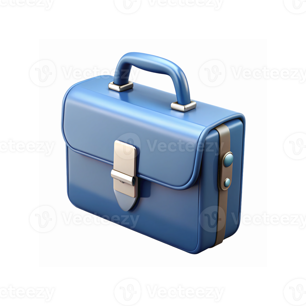 Blue Leather Briefcase with Metallic Lock and Handle for Professional Office Use png