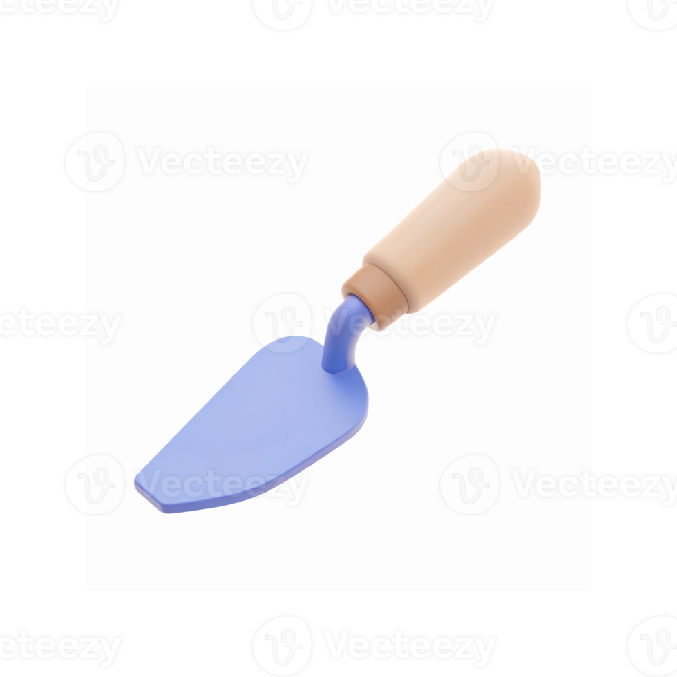 Blue Gardening Trowel with Wooden Handle for Planting and Landscaping on Transparent Background png