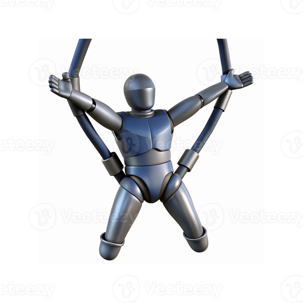 Futuristic Robotic Mannequin Posing with Outstretched Arms Simulating Control and Movement Concept png