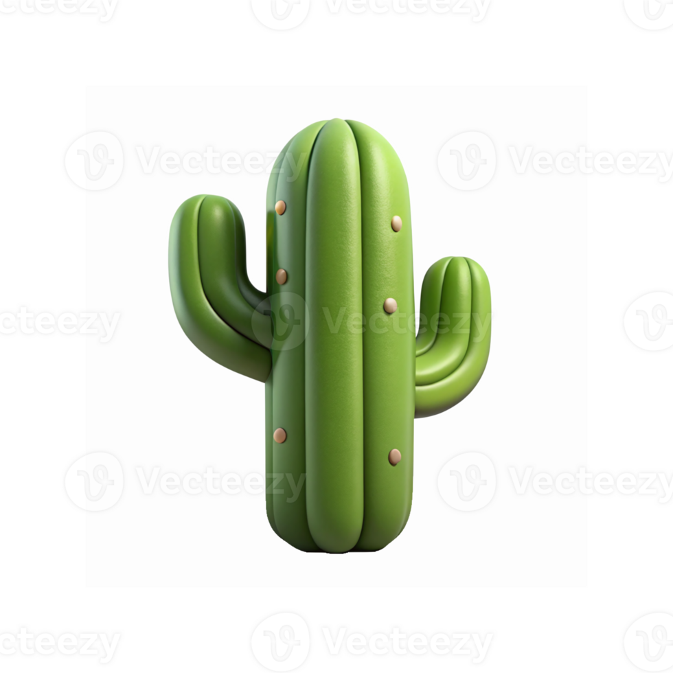 Green 3D Cactus Illustration with Smooth Texture for Decorative and Design Projects png
