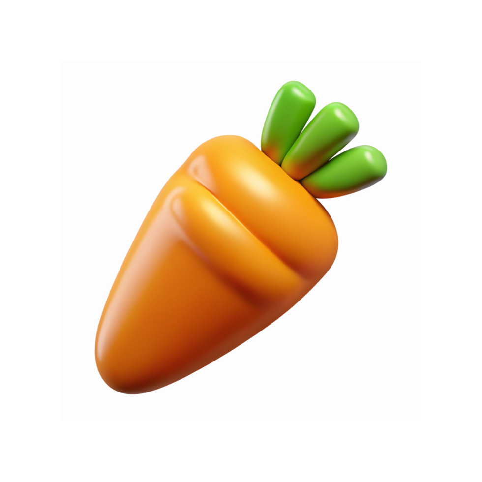 3D Illustration of an Orange Carrot with Green Leaves on Transparent Background for Health and Design Projects png