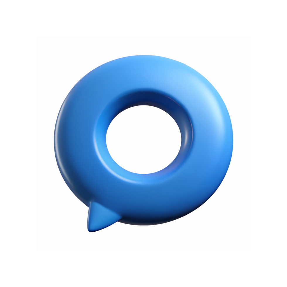 3D Blue Circular Speech Bubble Icon with Pointed Tip for Communication and Social Media Designs png