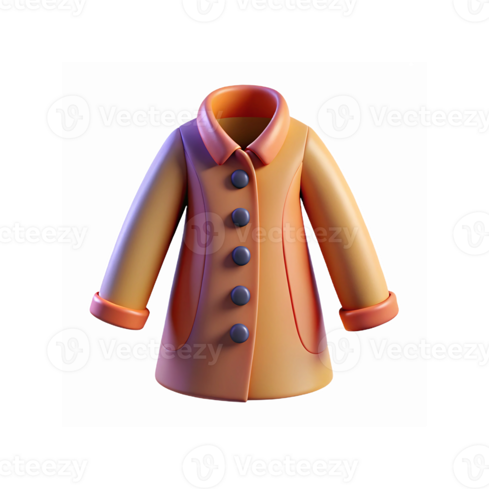 3D Illustration of Orange and Yellow Coat with Black Buttons Suitable for Fashion and Clothing Concepts png