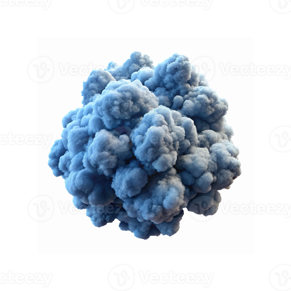 Blue Cloudy Smoke Explosion Visual Effect Particle Texture on Transparent Background for Design png