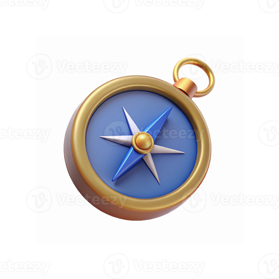 Blue And Gold Compass Icon With Star Design For Navigation Or Orientation On Transparent Background png