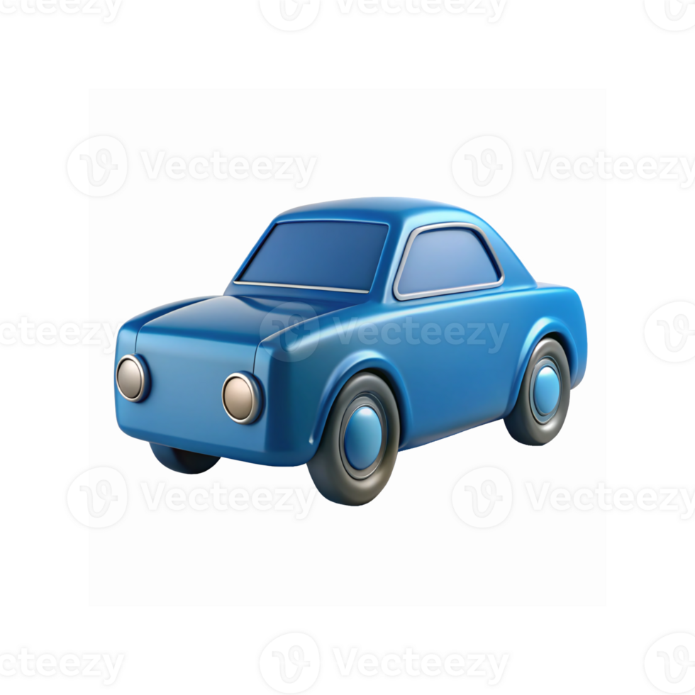 Blue Retro Style Toy Car Illustration with Minimalist Design and Smooth Rounded Edges for Graphics Use png