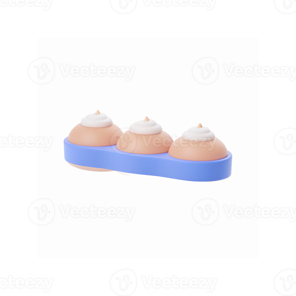 Playful Silicone Tray Three Dome Shapes with Whipped Cream Tops on Transparent Background png