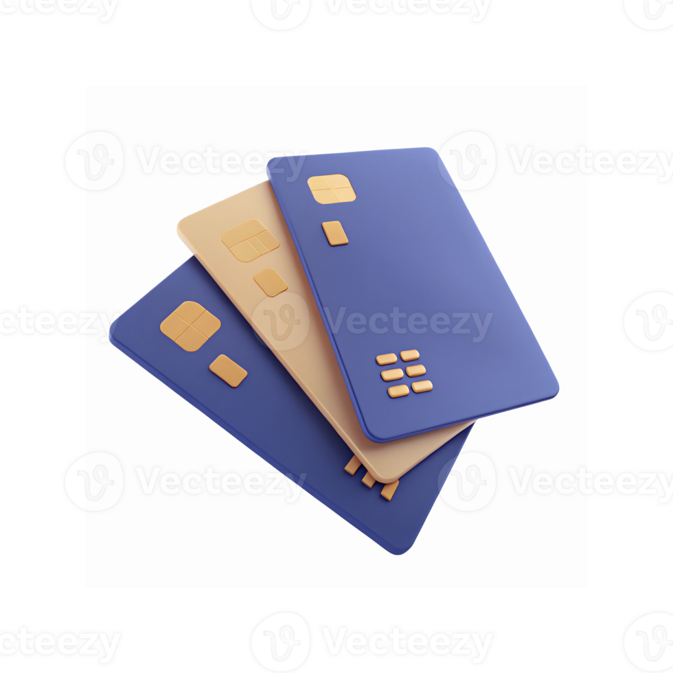 Blue and Beige Credit Debit Cards with Gold Details for Finance Banking Payment Concepts png