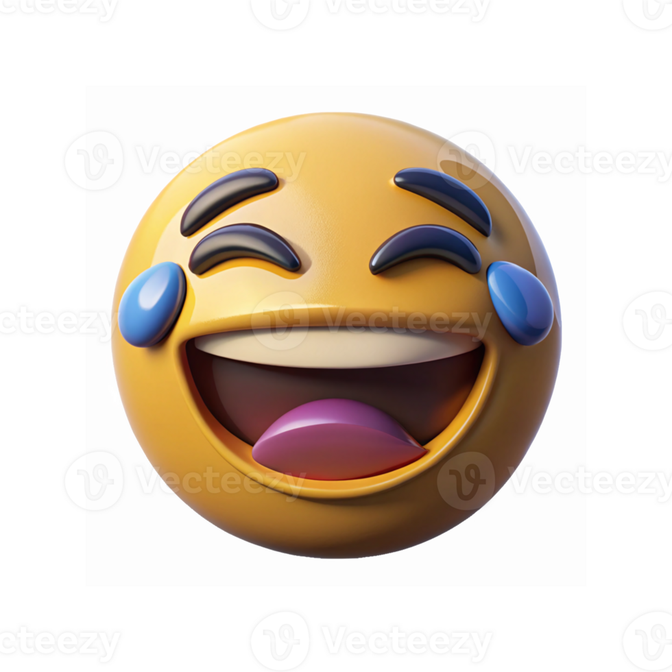 3D Laughing Emoji Face With Tears of Joy Expressing Fun Happiness and Excitement on Transparent Background png