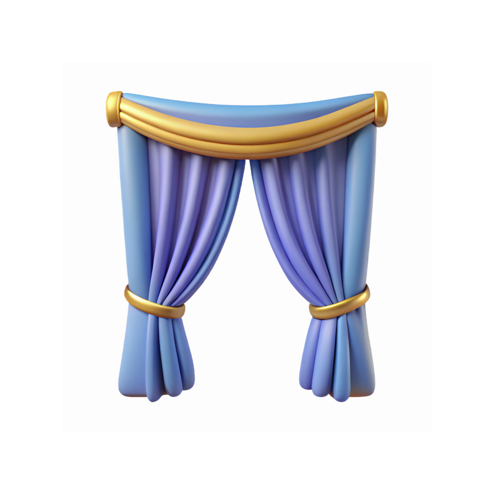 Elegant Blue Curtain with Gold Trim for Event Decoration or Theater Stage Design png