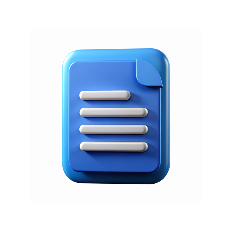Blue Document Icon with Rounded Edges and Folded Corner for Digital Applications png
