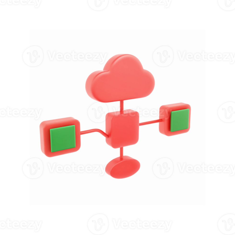 nube informática icono con rojo y verde elementos representando red y datos almacenamiento png